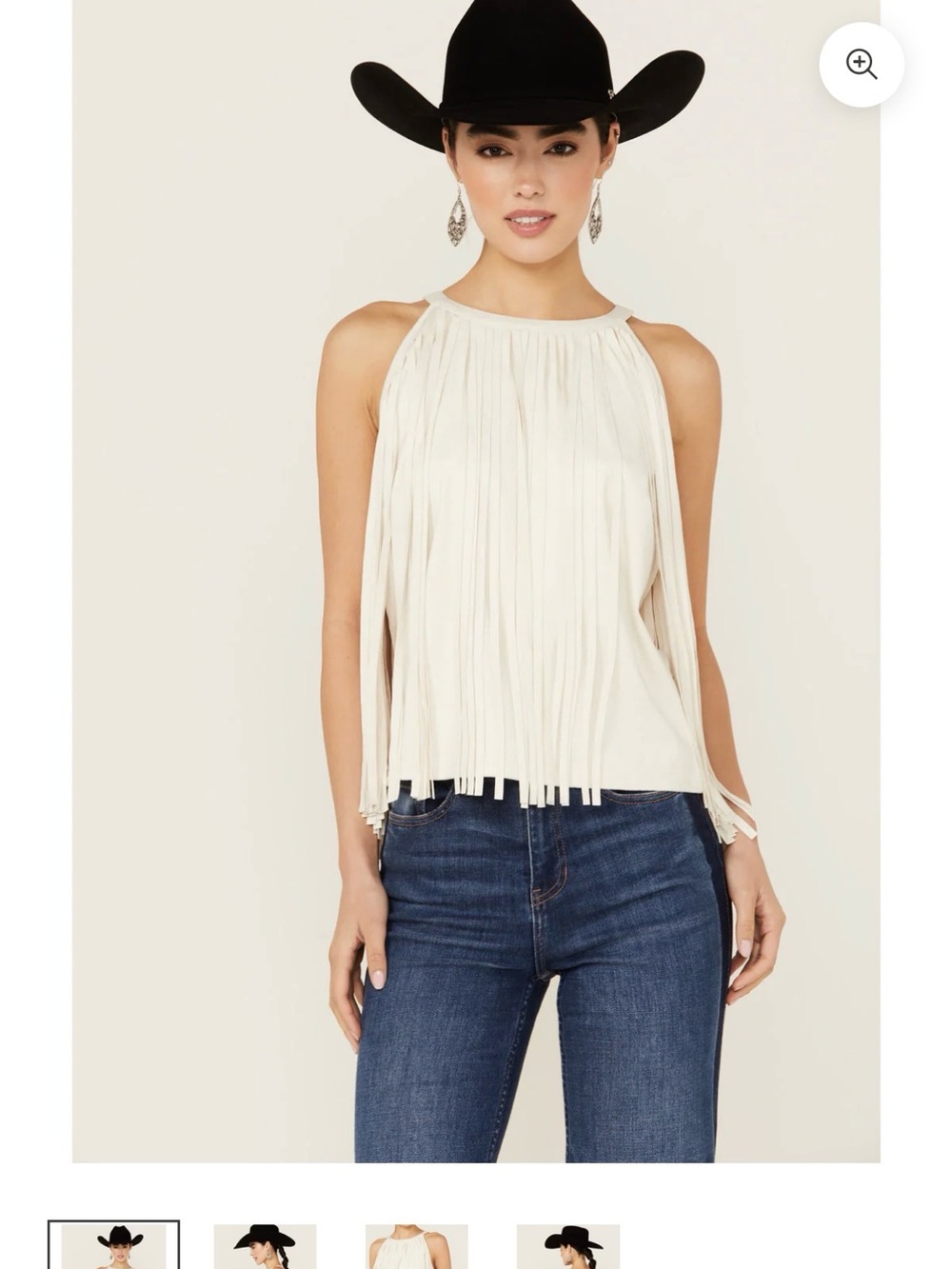 Idyllwind White Fringe Halter Tank